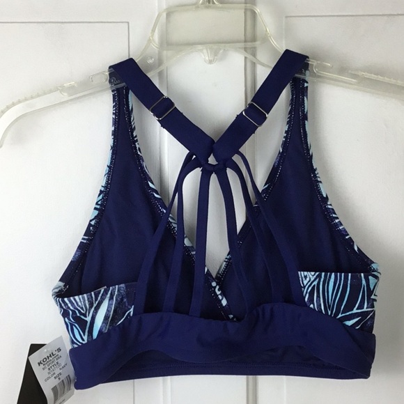 Nordstrom Womens Floral Sports Bra Blue Strappy back Size S NWT - Picture 3 of 7